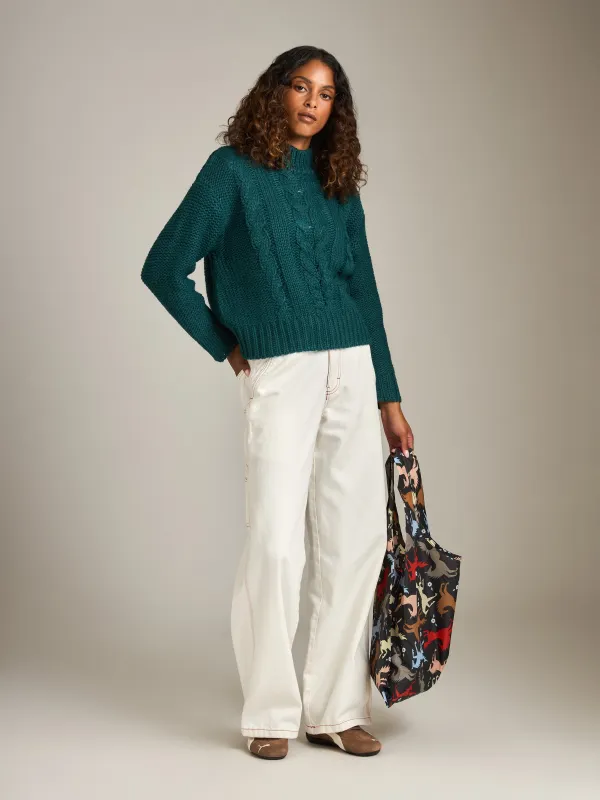 Mily Cable Knit Cropped Pullover Sweater made by Plenty