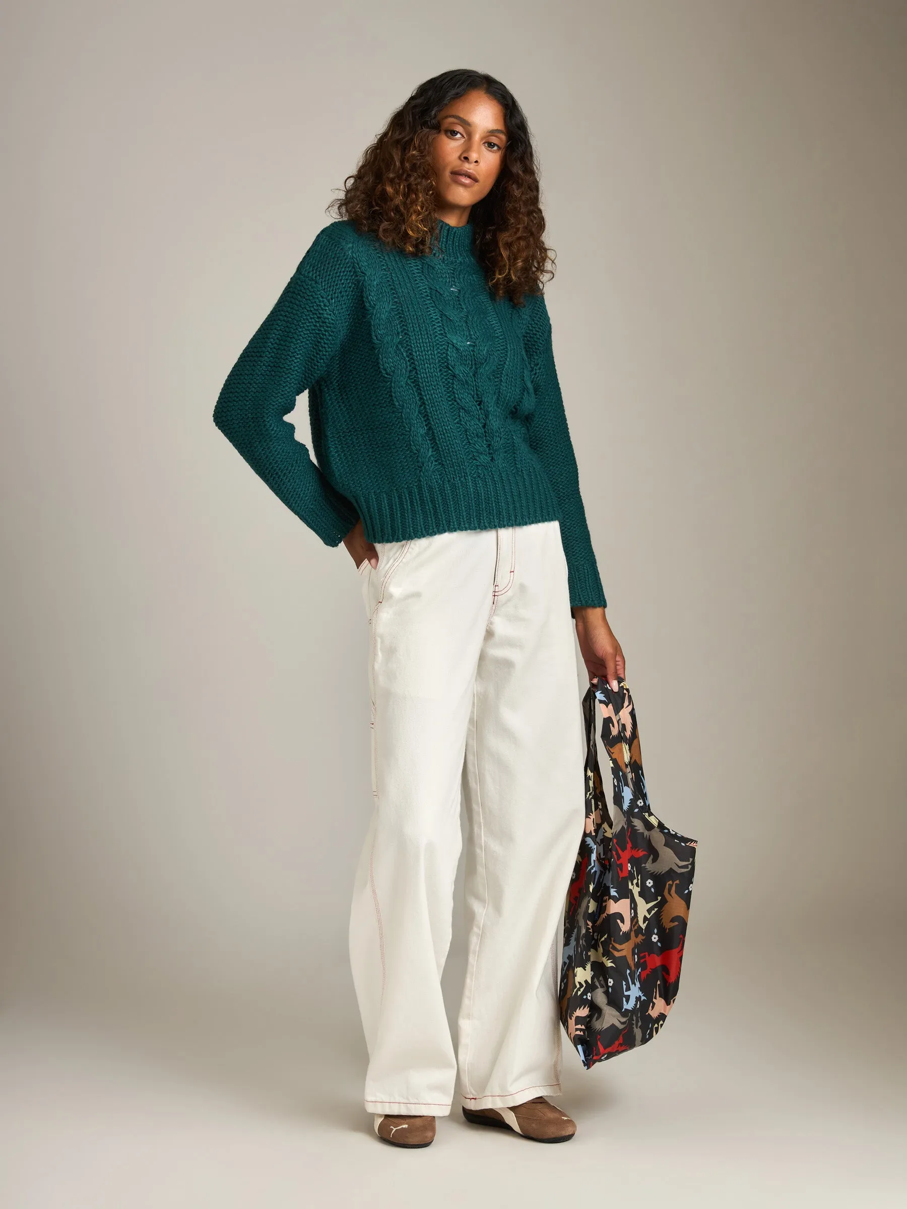 Mily Cable Knit Cropped Pullover Sweater sold by Plenty