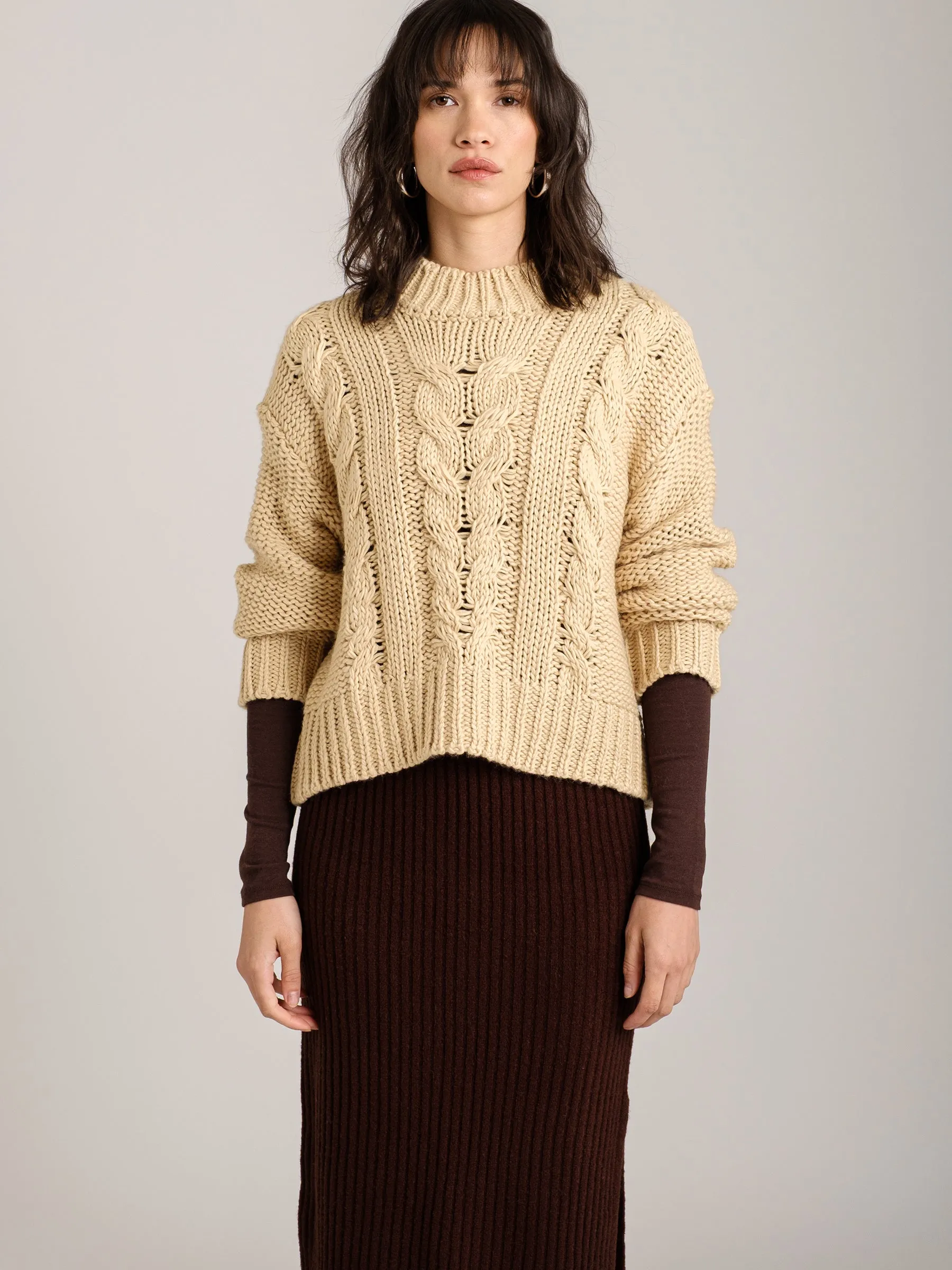 Mily Cable Knit Cropped Pullover Sweater sold by Plenty product image thumbnail 5