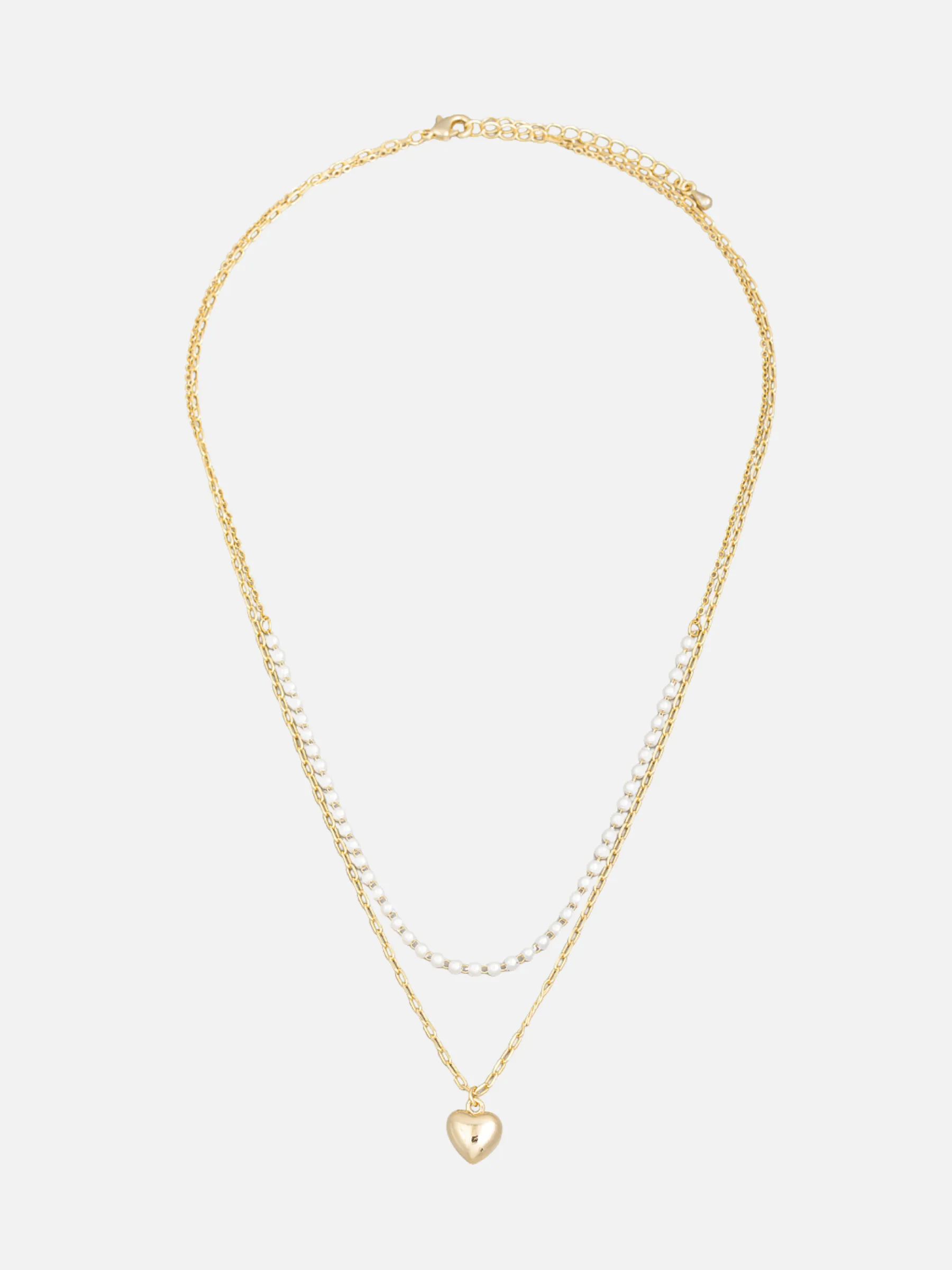 Heart and Pearl 2 Row Necklace sold by Plenty