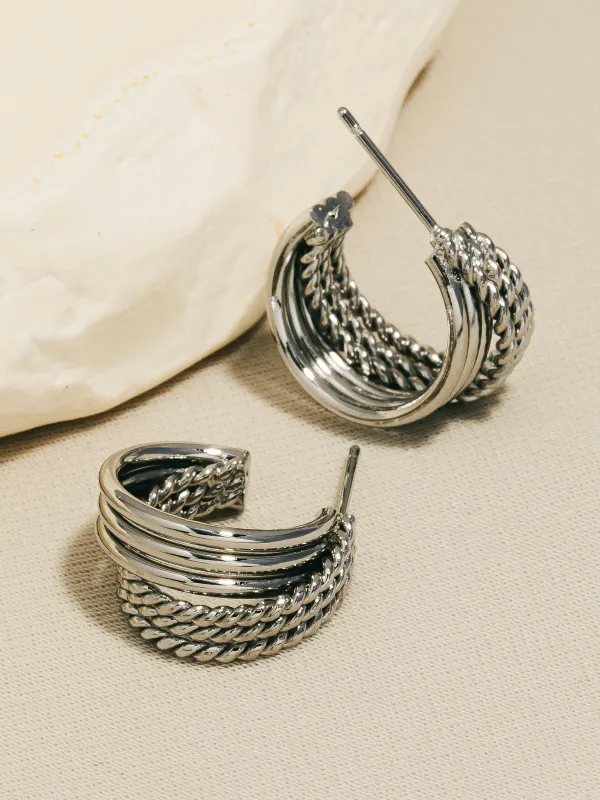 Multi Texture Hoop Earrings sold by Plenty