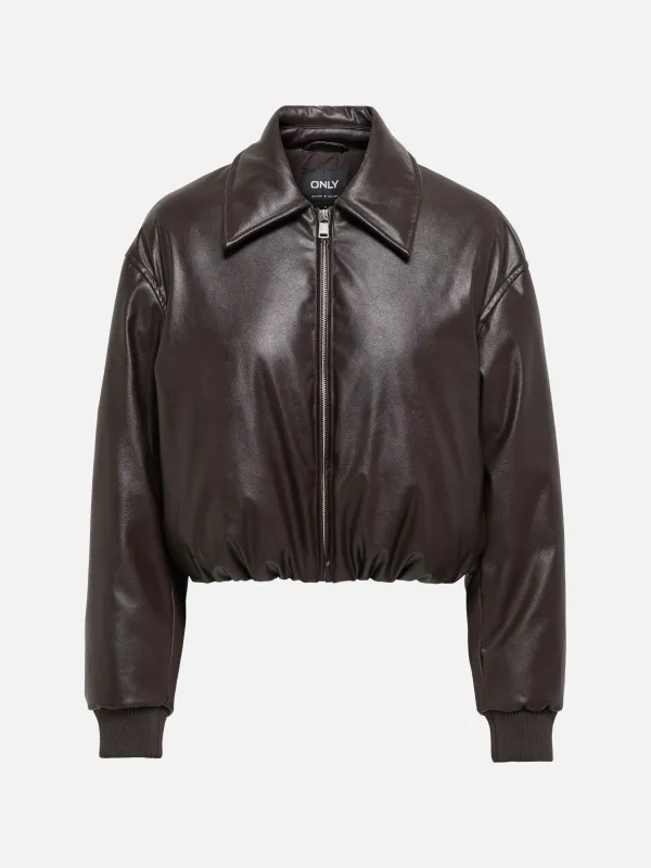 Marie Faux Leather Puffer Jacket made by Only