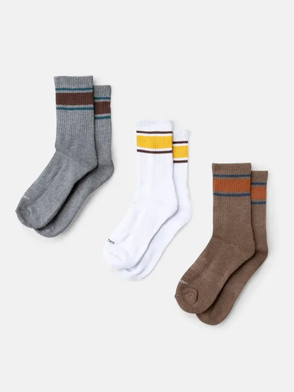 Stripe 3-Pack Crew Socks sold by Plenty
