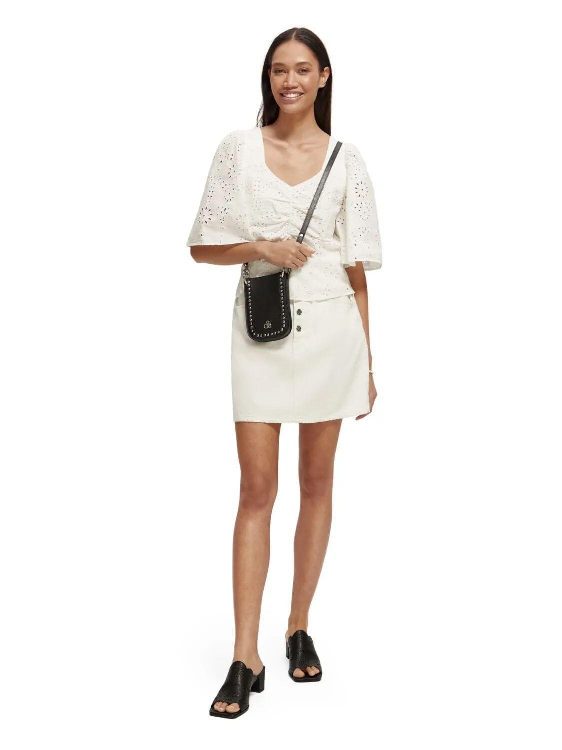 Eyelet Ruch Flutter Sleeve Top sold by Plenty product image thumbnail 4