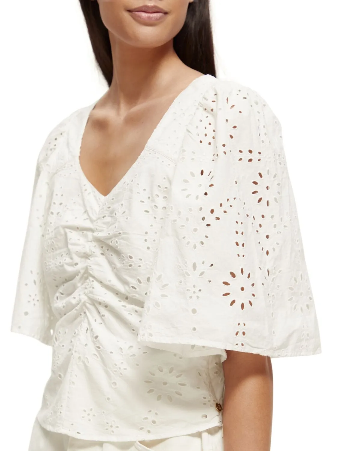 Eyelet Ruch Flutter Sleeve Top sold by Plenty product image thumbnail 2