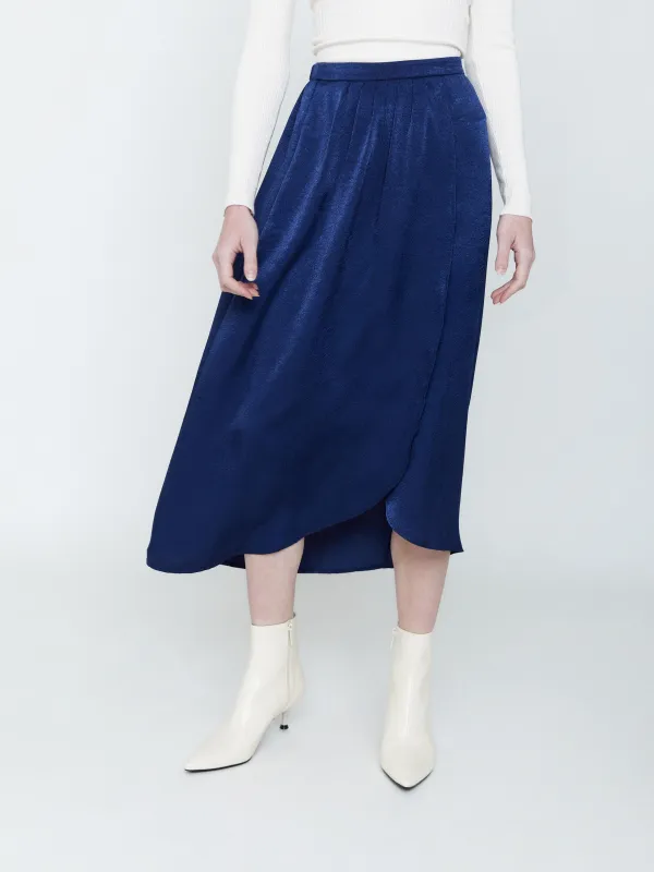 Satin Mallory Pleated Skirt sold by Plenty