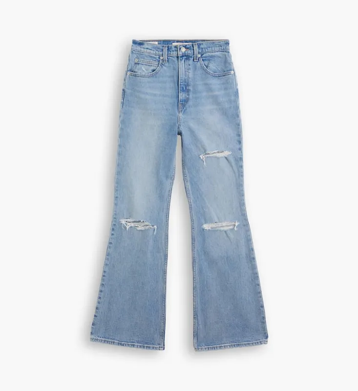 70s High Flare - Destructed Light Indigo sold by Plenty