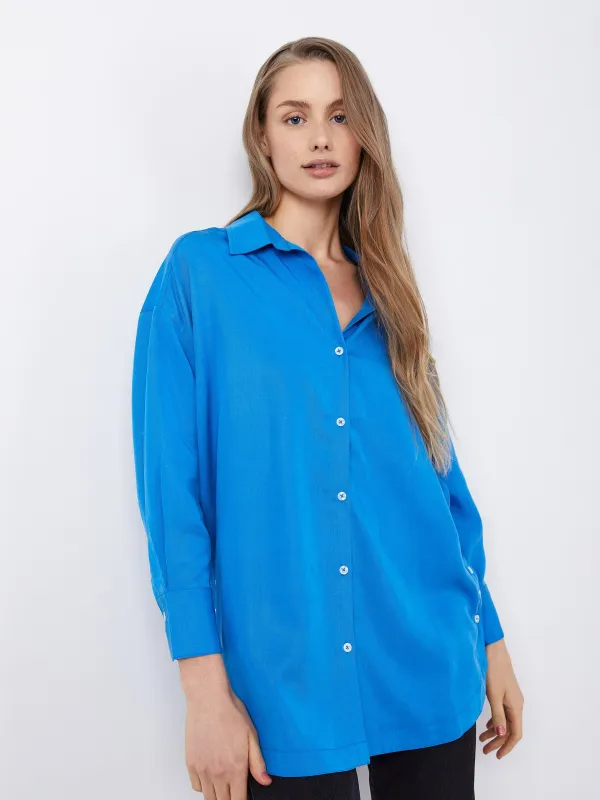 Montel Oversized Shirt - Sea Blue sold by Plenty