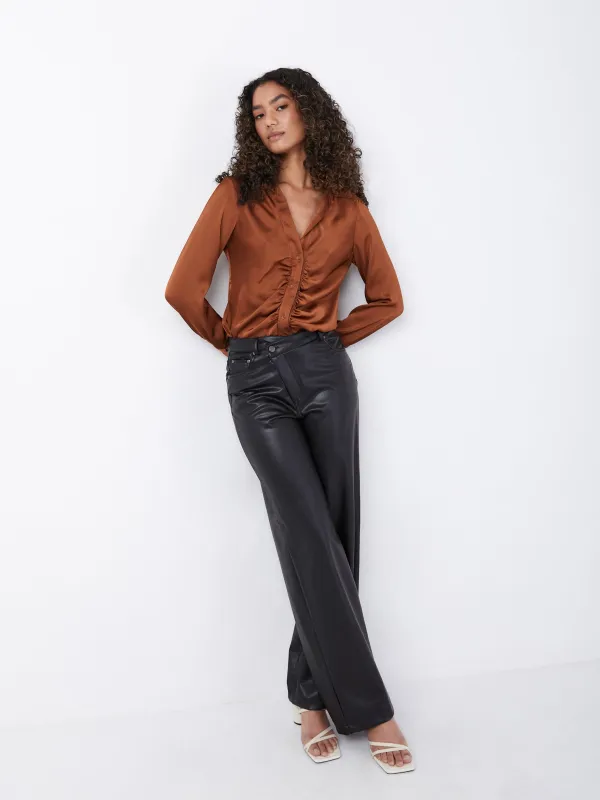 Amber Vegan Leather Wide Pants sold by Plenty