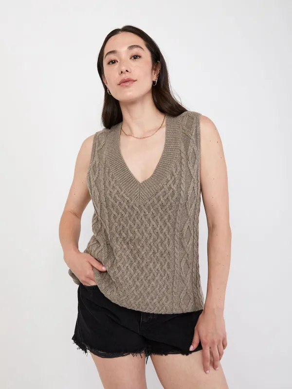 Charlotte Cable Knit Sweater Vest sold by Plenty