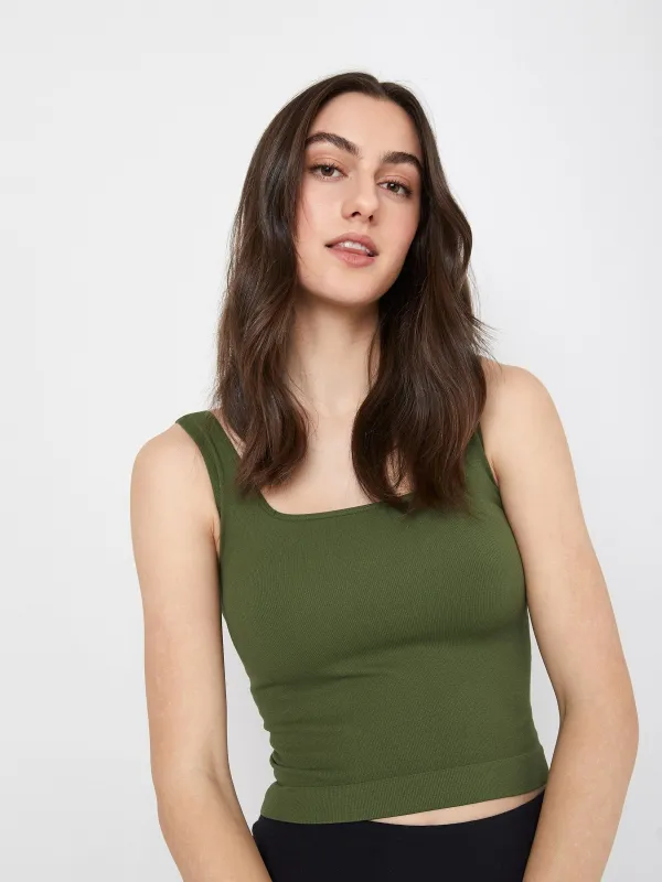 Sam Square Neck Tank sold by Plenty