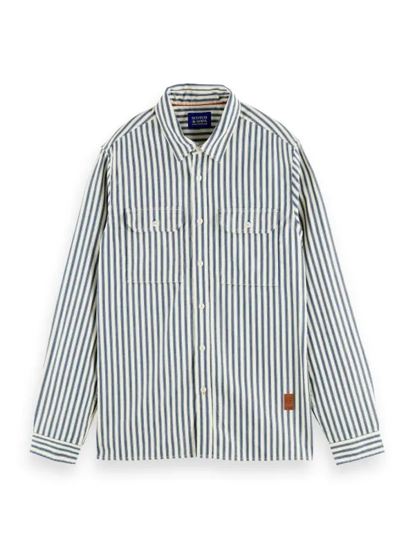Indigo Stripe 2 Pocket Work Shirt sold by Plenty