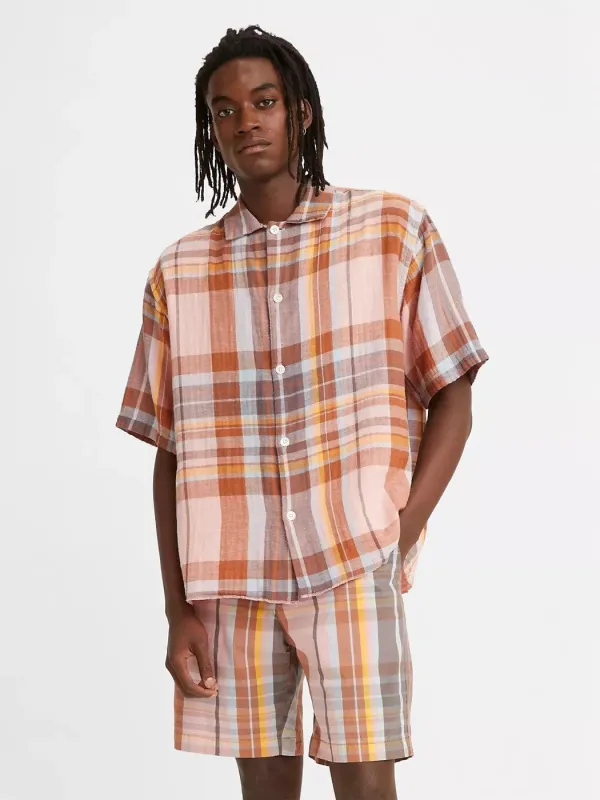 Slouchy Plaid Short Sleeve Shirt sold by Plenty