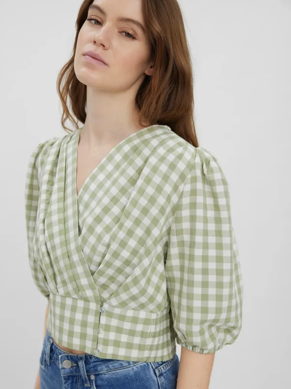 Karma 3/4 Gingham Top sold by Plenty