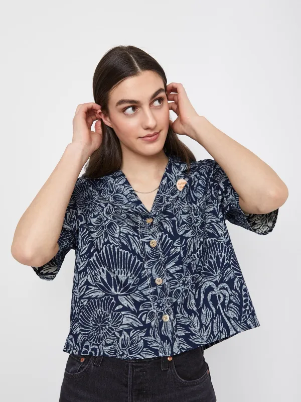 Indigo Print Beach Shirt sold by Plenty