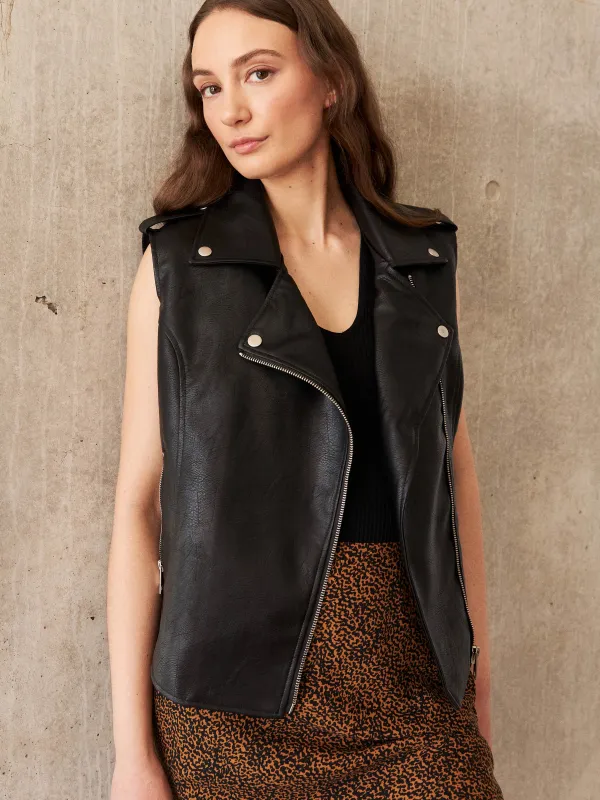 Vegan Leather Moto Vest sold by Plenty