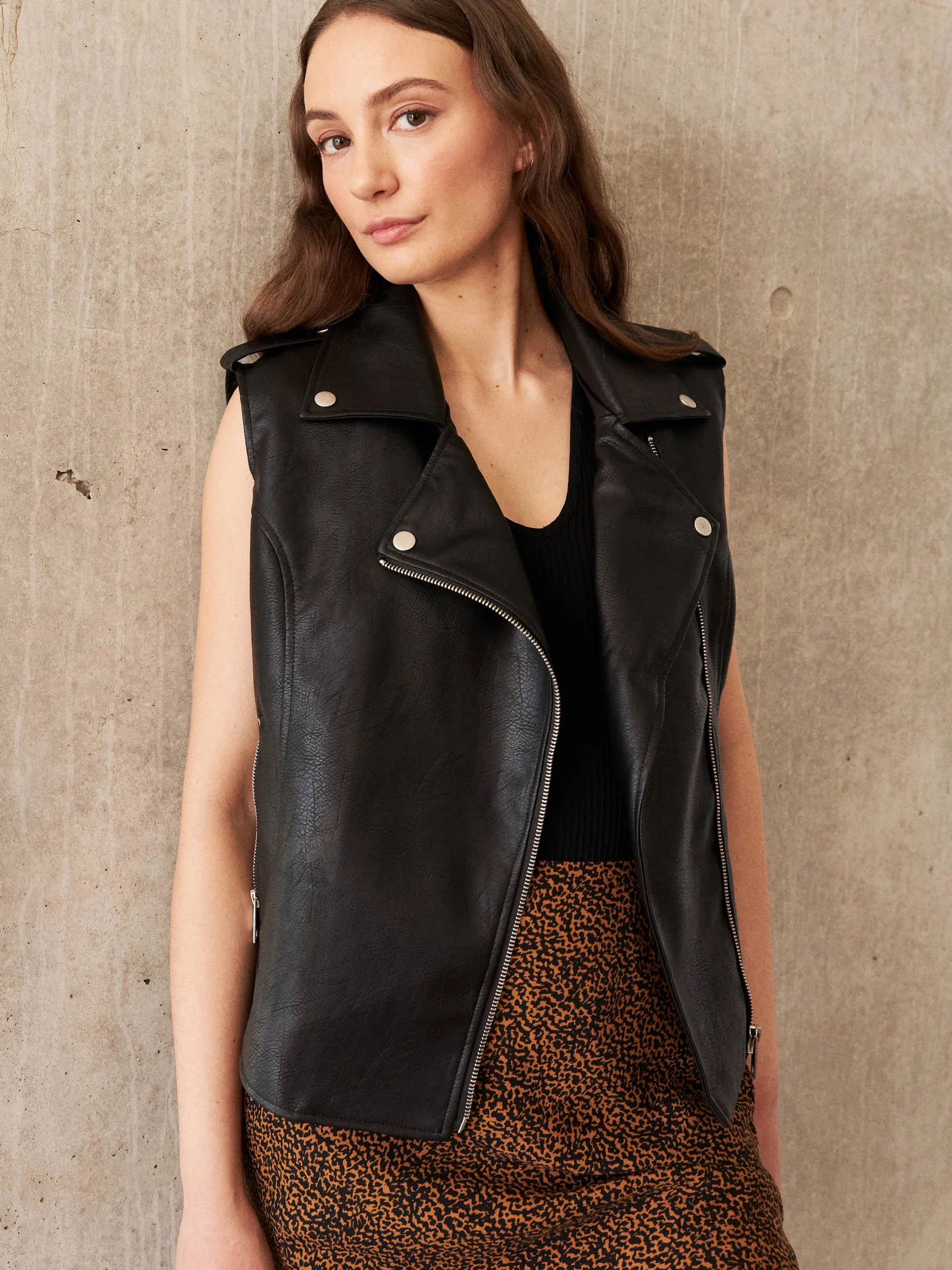 Vegan Leather Moto Vest sold by Plenty