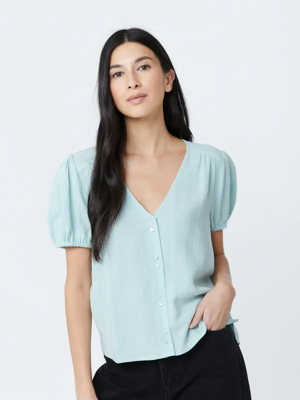 Essie Puff Sleeve Button Down sold by Plenty