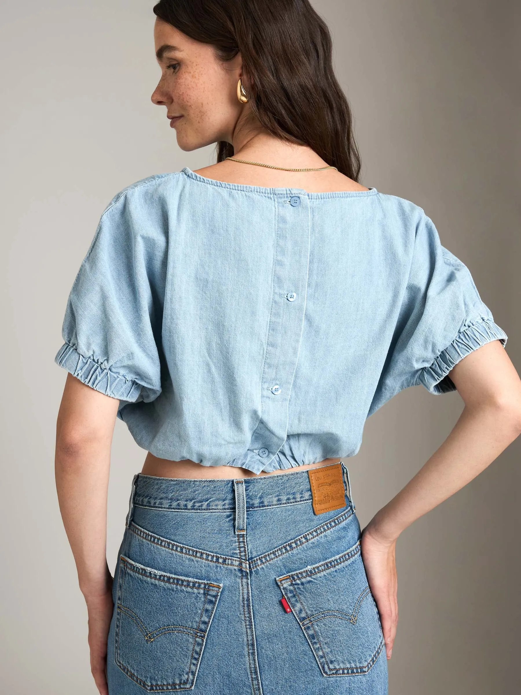 Balloon Sleeve Denim Top sold by Plenty product image thumbnail 2