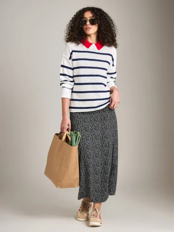 Anita Crewneck Stripe Pullover Sweater made by Plenty