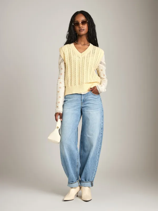 Eadie Cable V-neck Vest sold by Plenty