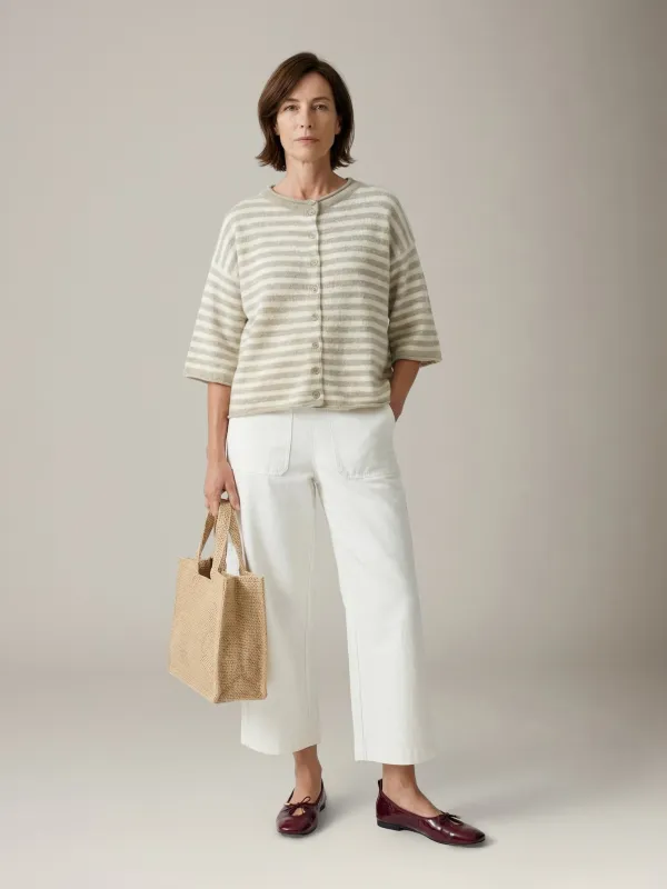 Three-Quarter Sleeve Striped Cardigan made by Plenty