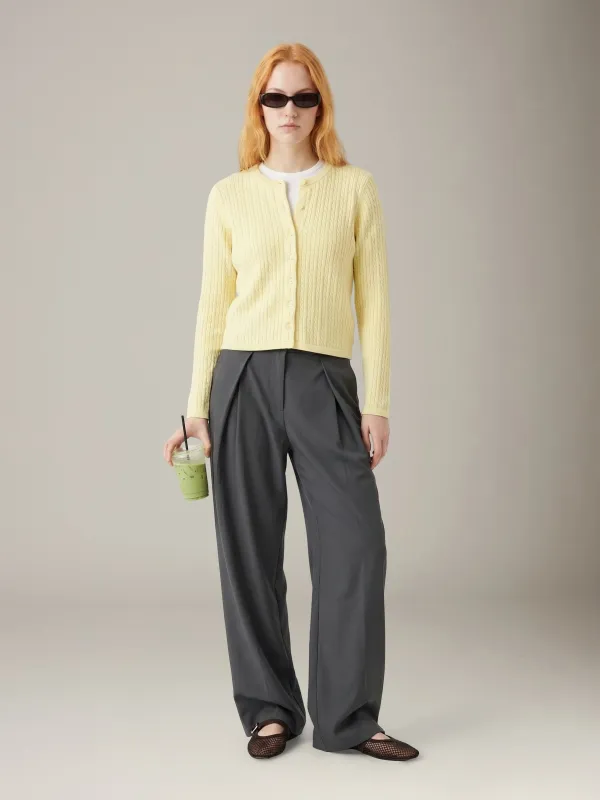 Cable Crewneck Cardigan made by Plenty