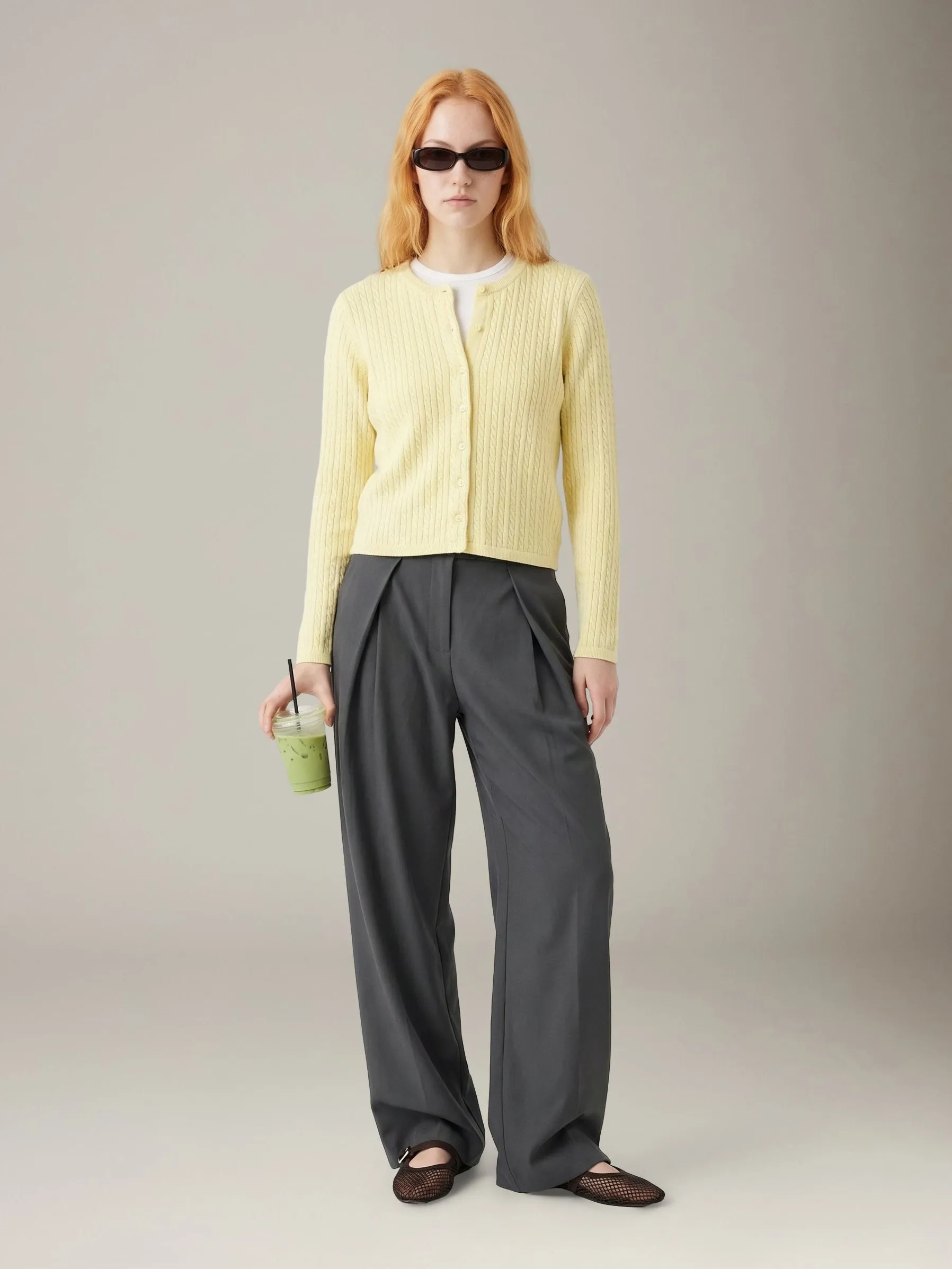 Cable Crewneck Cardigan sold by Plenty