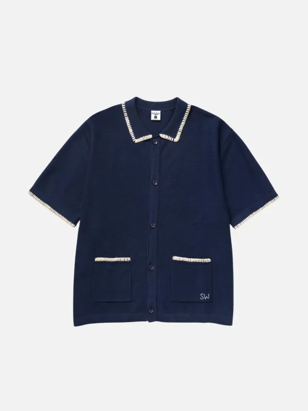 Blanket Stitch Knit Shortsleeve Shirt made by Service Works