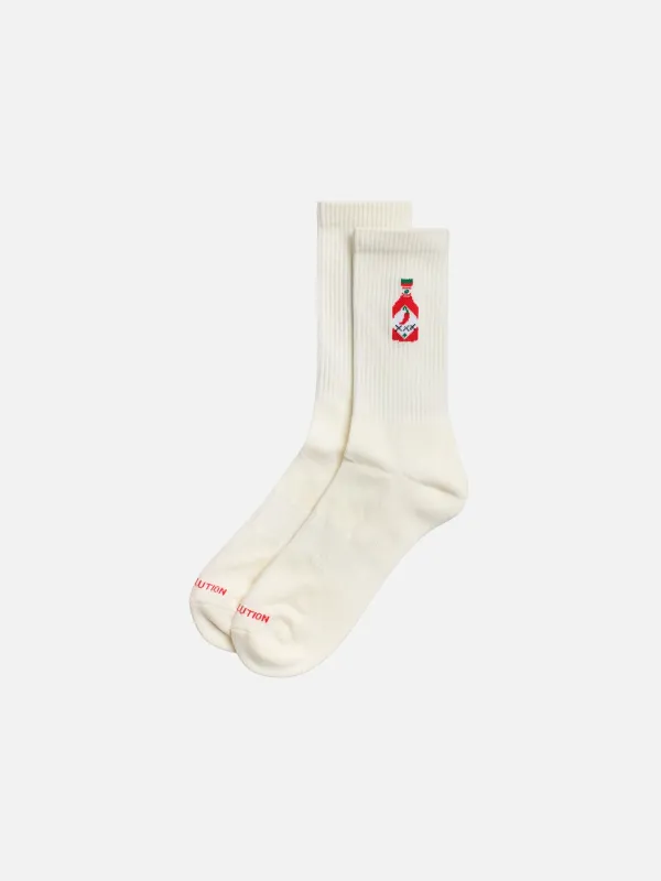 Jacquard Chili Bottle Crew Socks made by Revolution