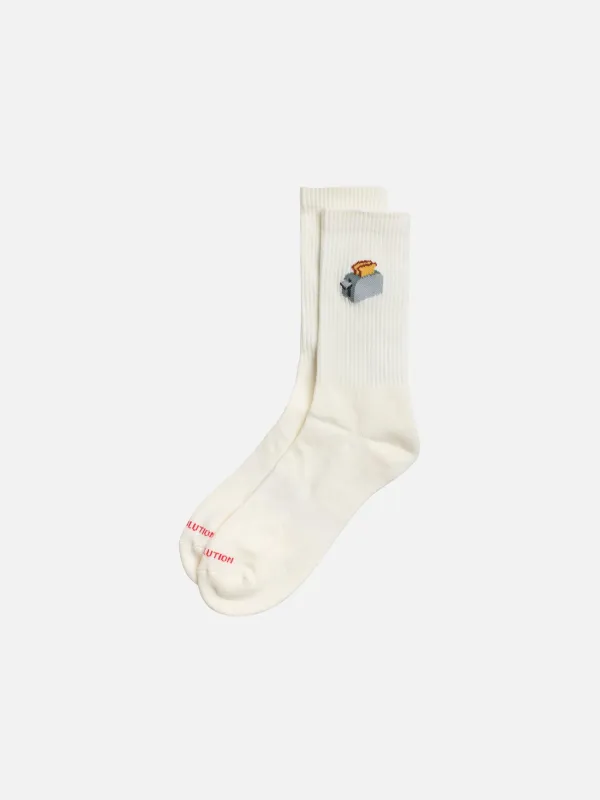 Jacquard Toast Crew Socks made by Revolution