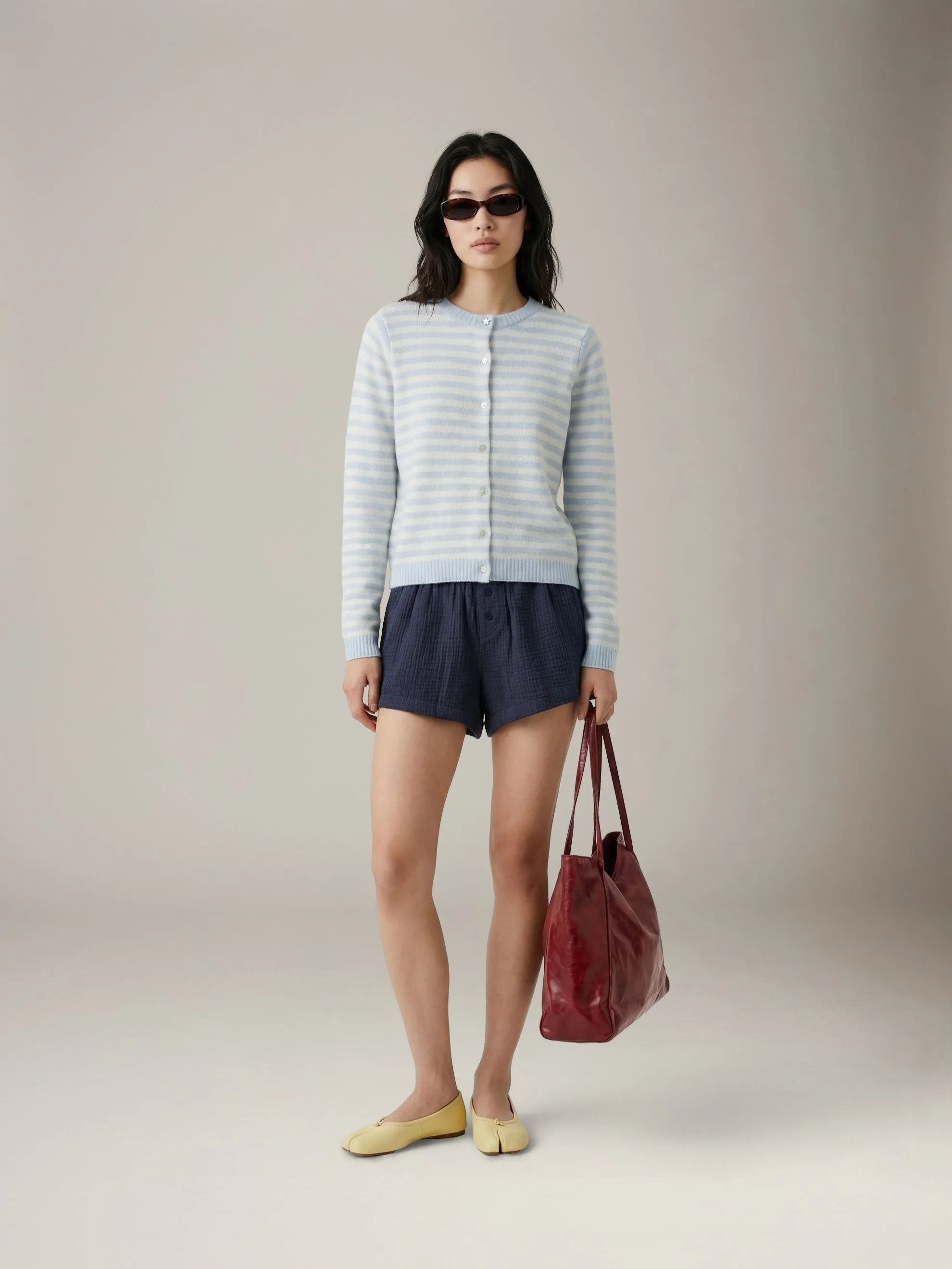 Stripe Crewneck Cardigan sold by Plenty