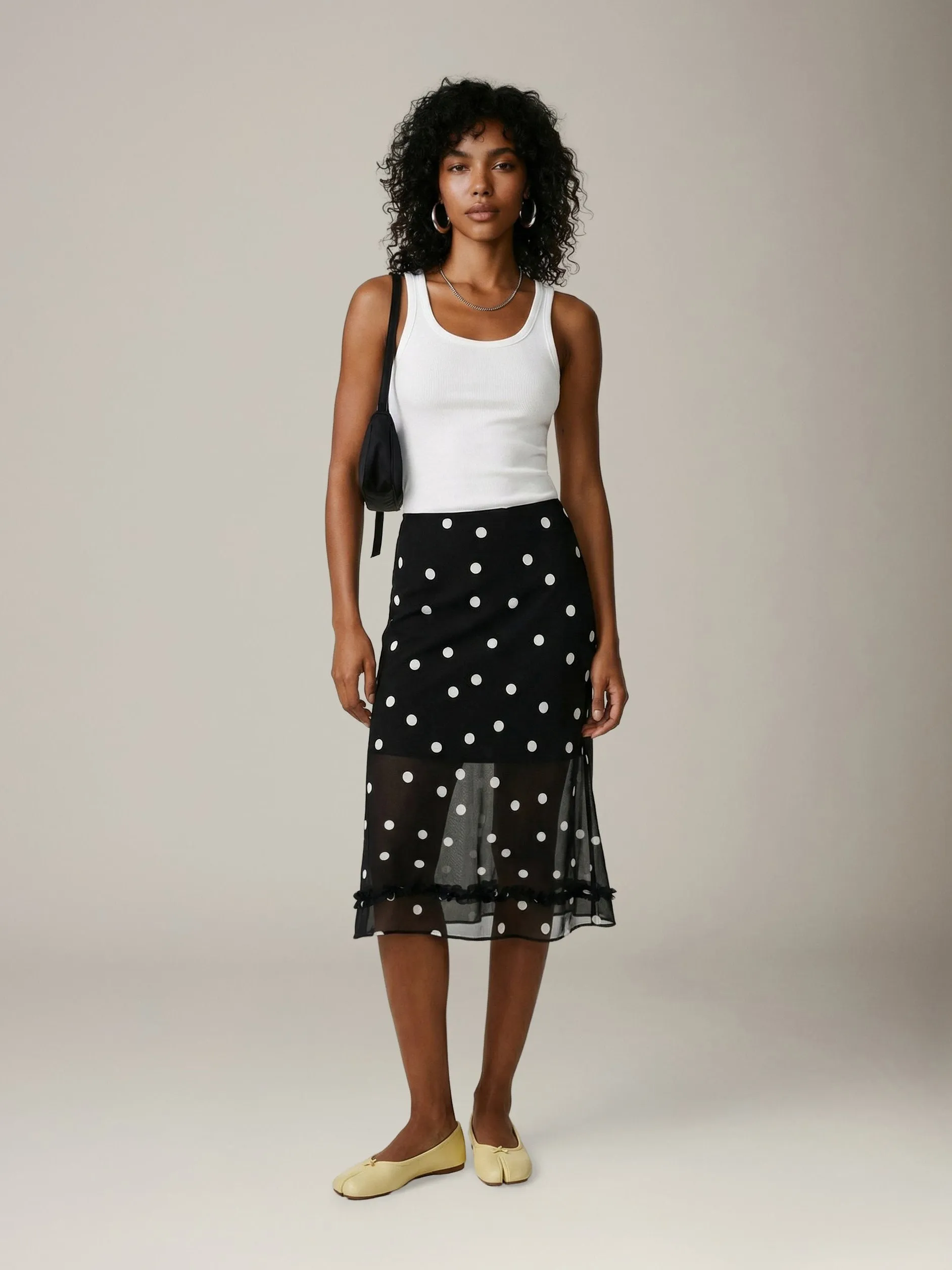 Sheer Polka Dot Midi Skirt sold by Plenty