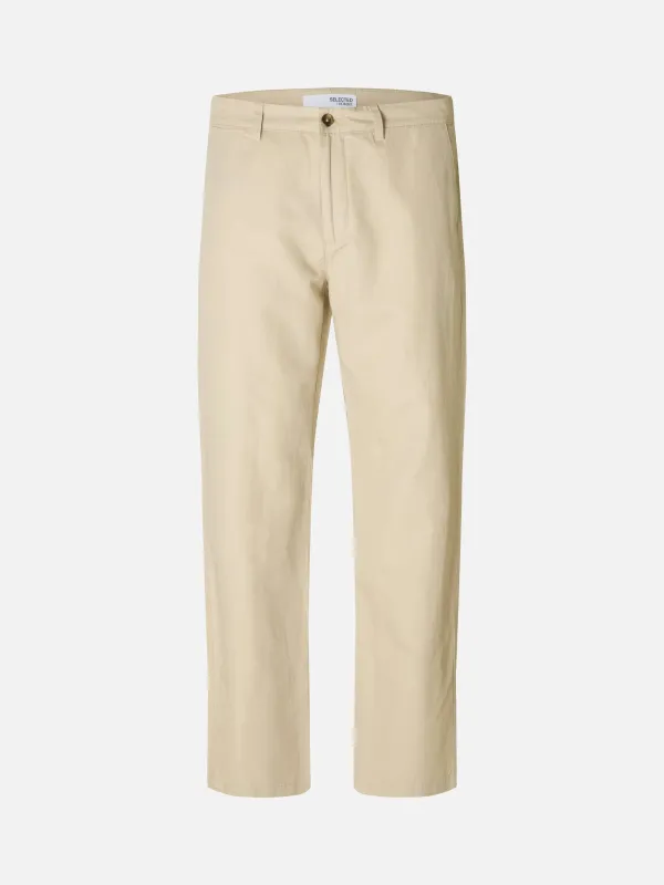 Miles Straight Linen Blend Pants made by Selected