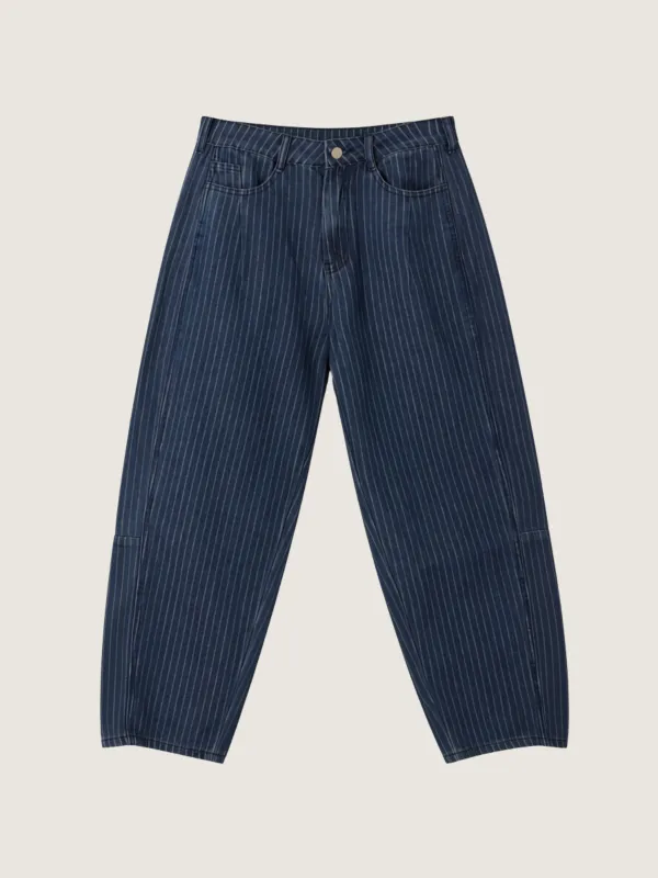Pinstripe Barrel Denim Pants made by Plenty