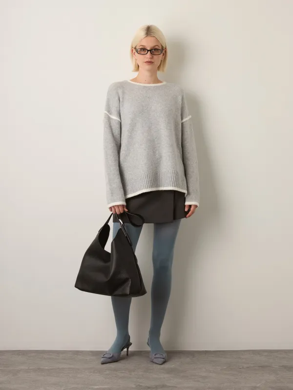 Contrast Trim Pullover Sweater made by Plenty