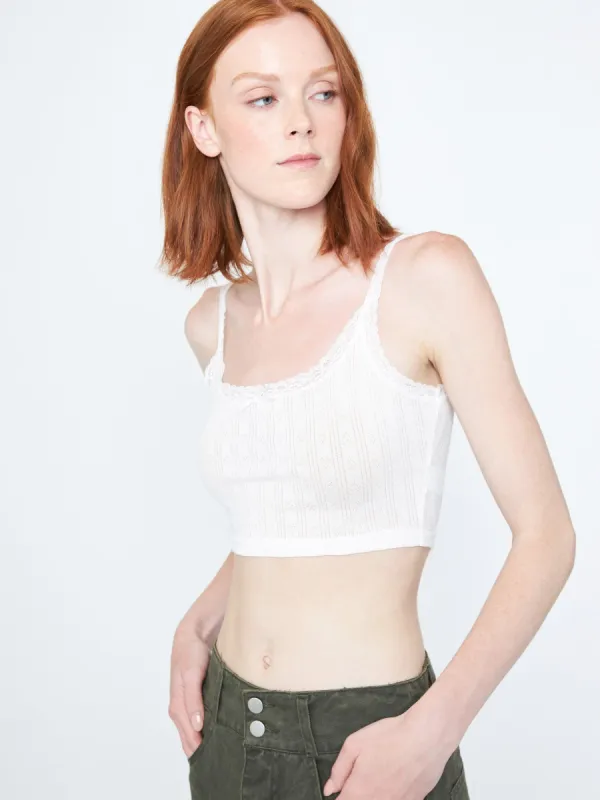 Crop Ribbon Lace Tank sold by Plenty