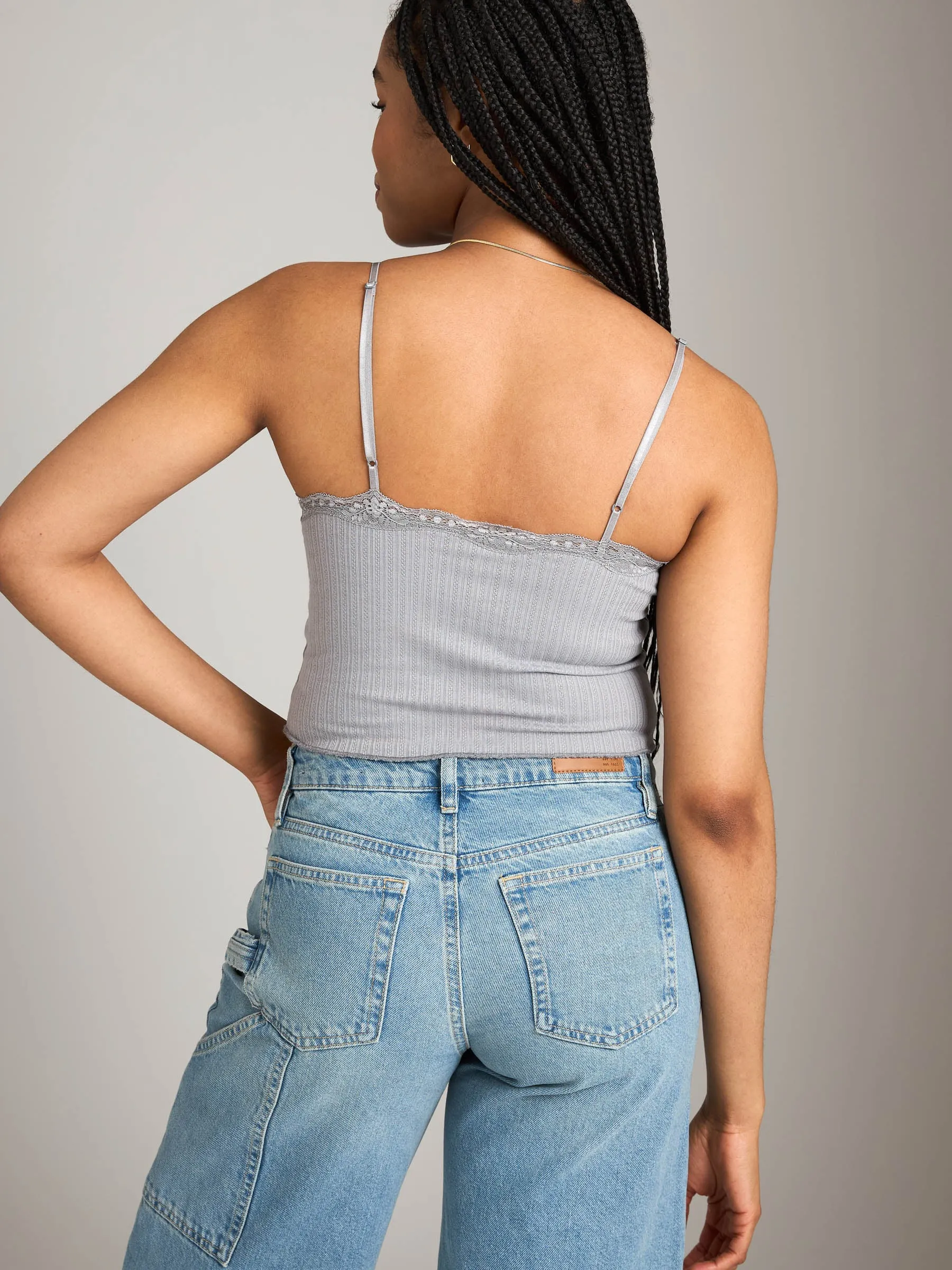 Pointelle Rib Briony Crop Lace Trim Cami sold by Plenty product image thumbnail 4