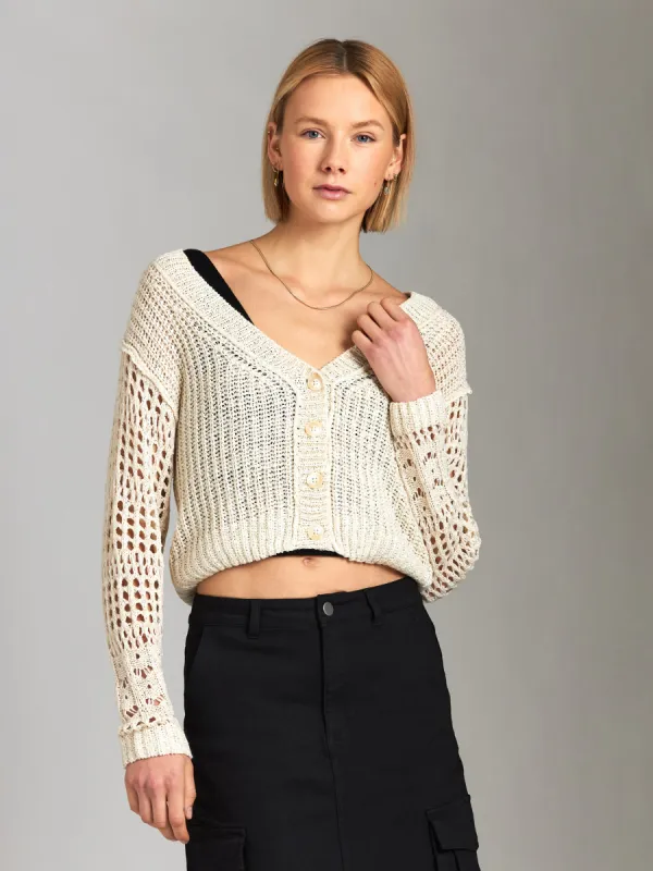 Devin Open Knit Cardigan sold by Plenty