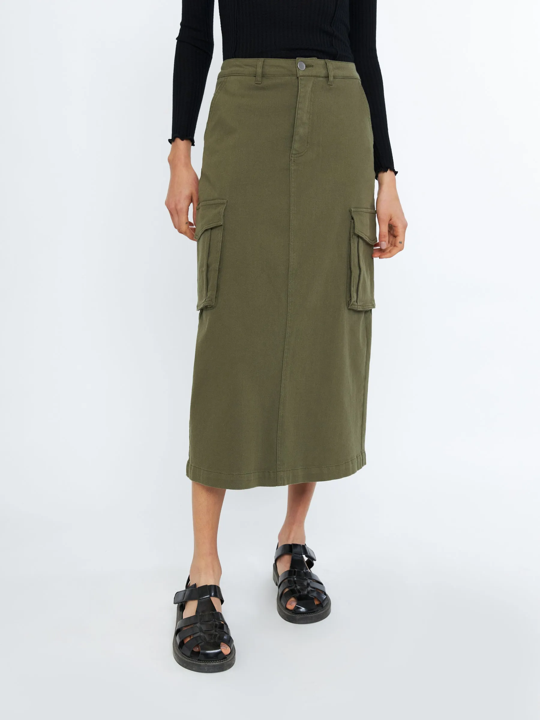 Marion Cargo Maxi Skirt - Kelp sold by Plenty
