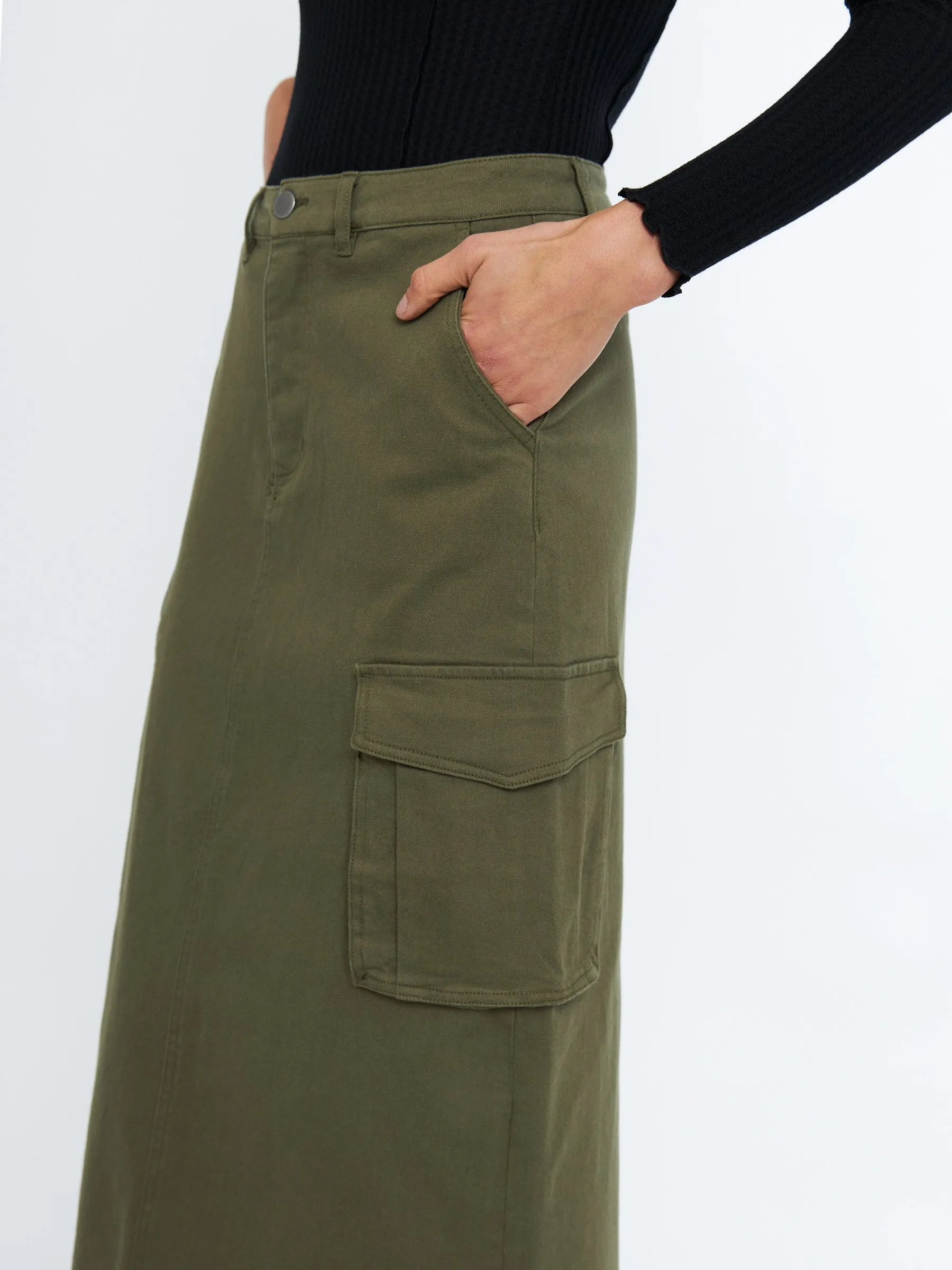 Marion Cargo Maxi Skirt - Kelp sold by Plenty product image thumbnail 3