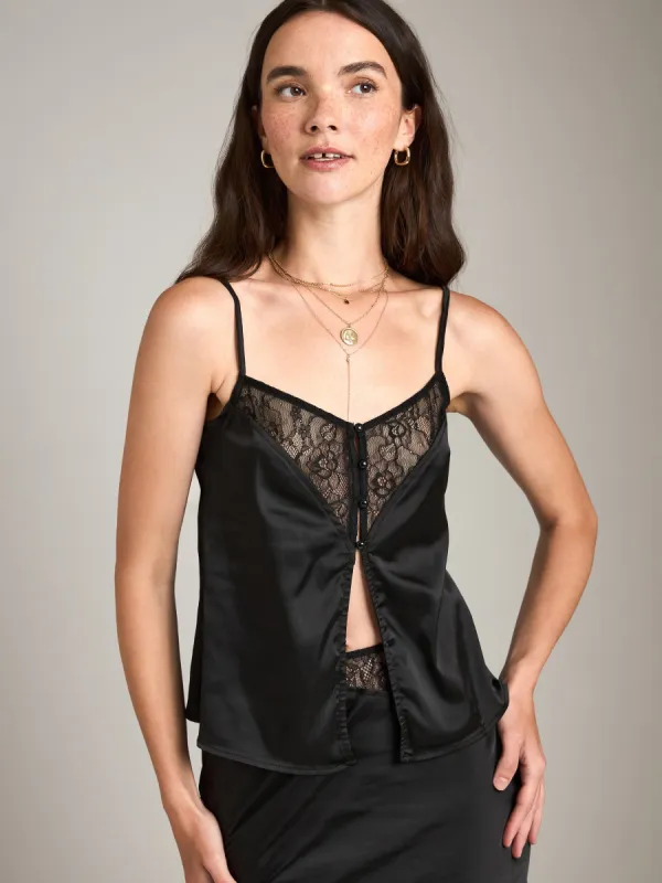 Satin Cami with Lace Insert sold by Plenty