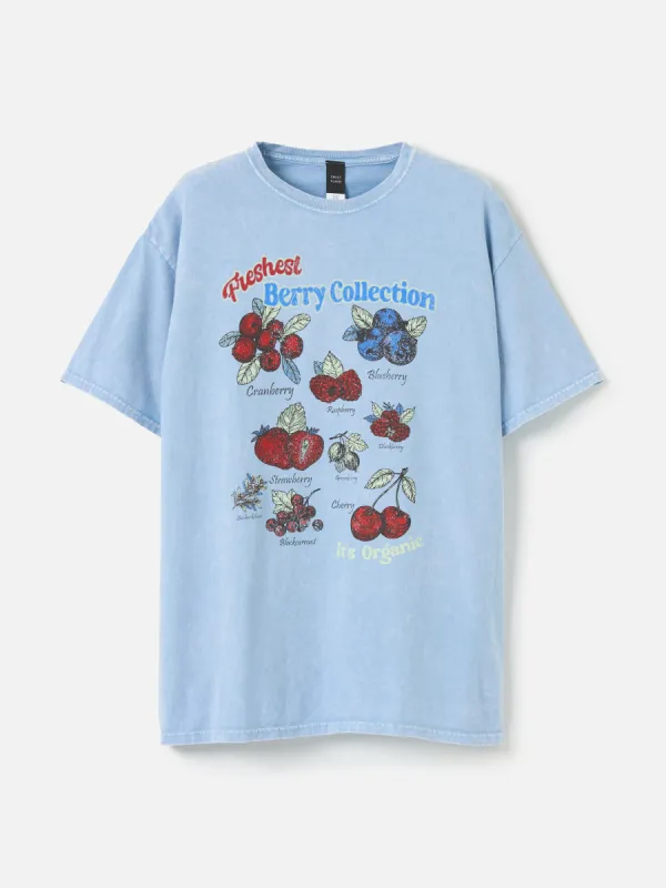 Berry Collection Garment Wash Tee sold by Plenty