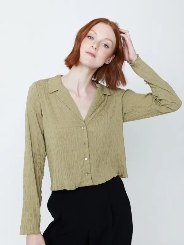 Textured Lulu Button Shirt sold by Plenty