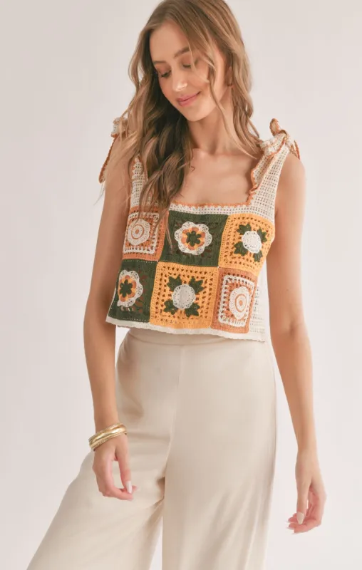 Luca Crochet Tank W/ Tie Straps sold by Plenty