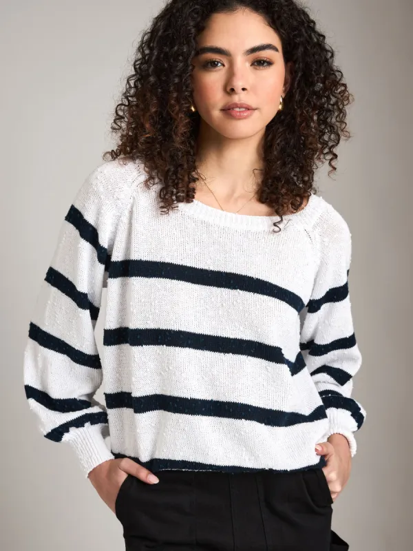 Stripe Erik Crew Raglan Pullover sold by Plenty