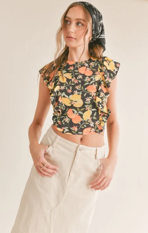 Fruitful Ruffle Detail Woven Top sold by Plenty