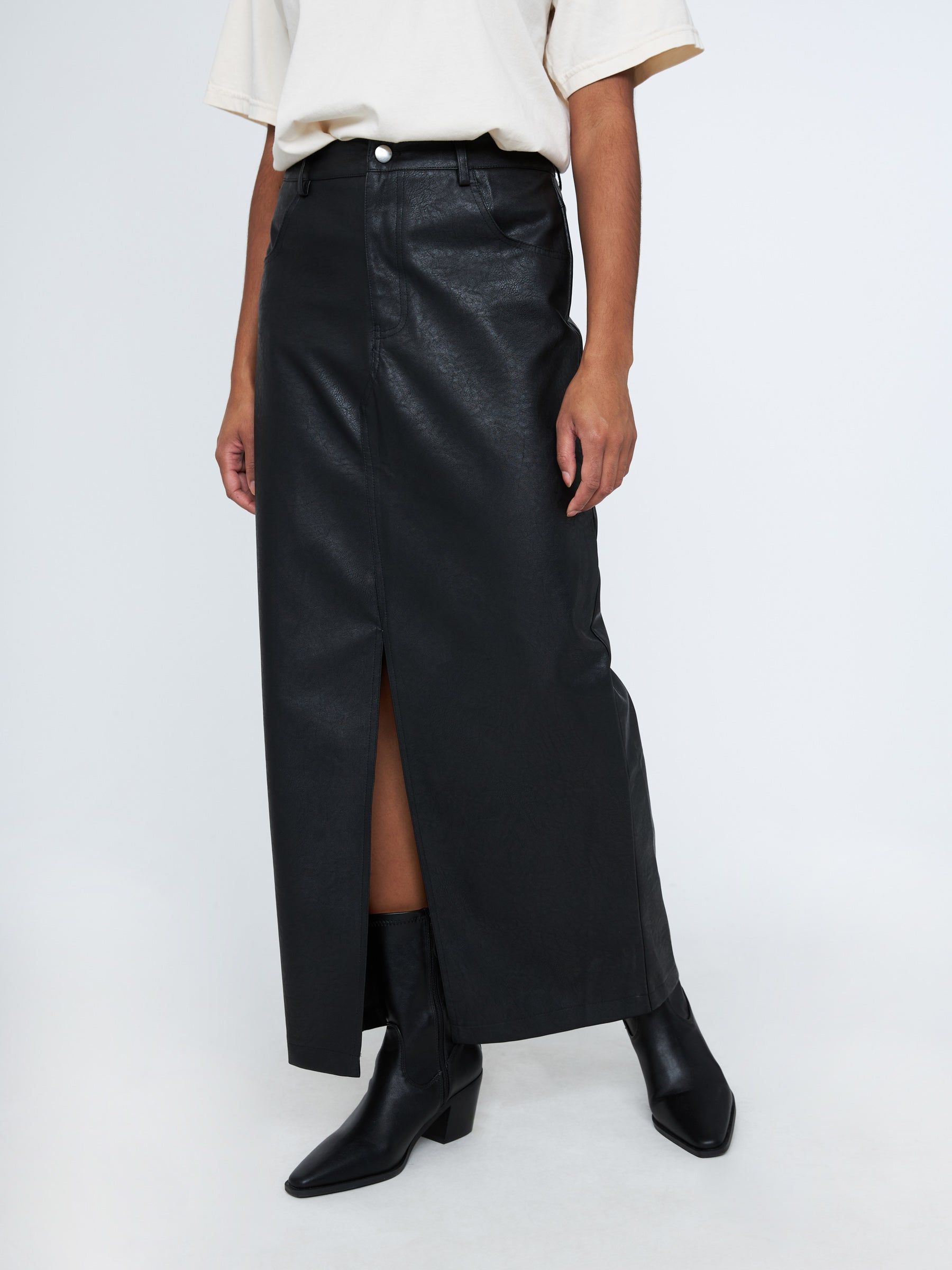 Vegan Leather Maxi Skirt sold by Plenty