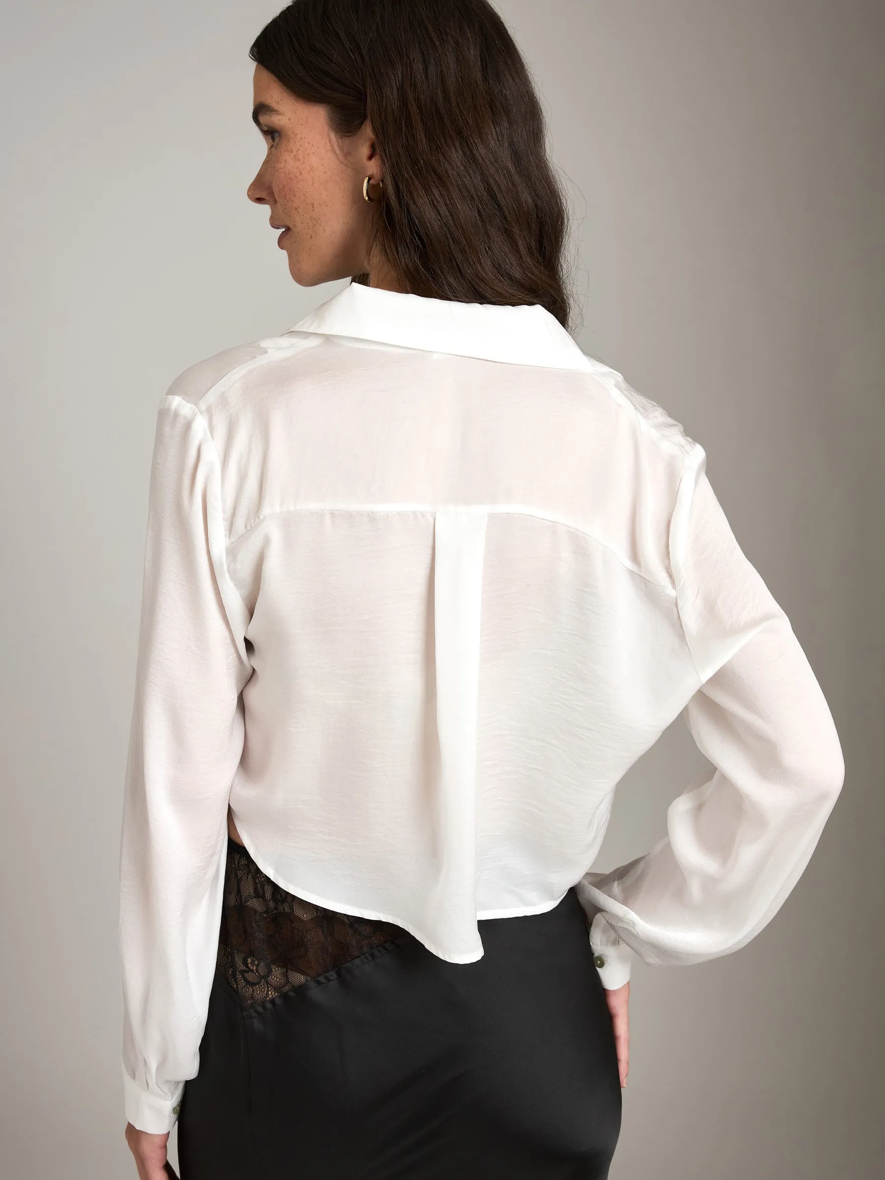 Satin Cropped Shirt sold by Plenty product image thumbnail 2