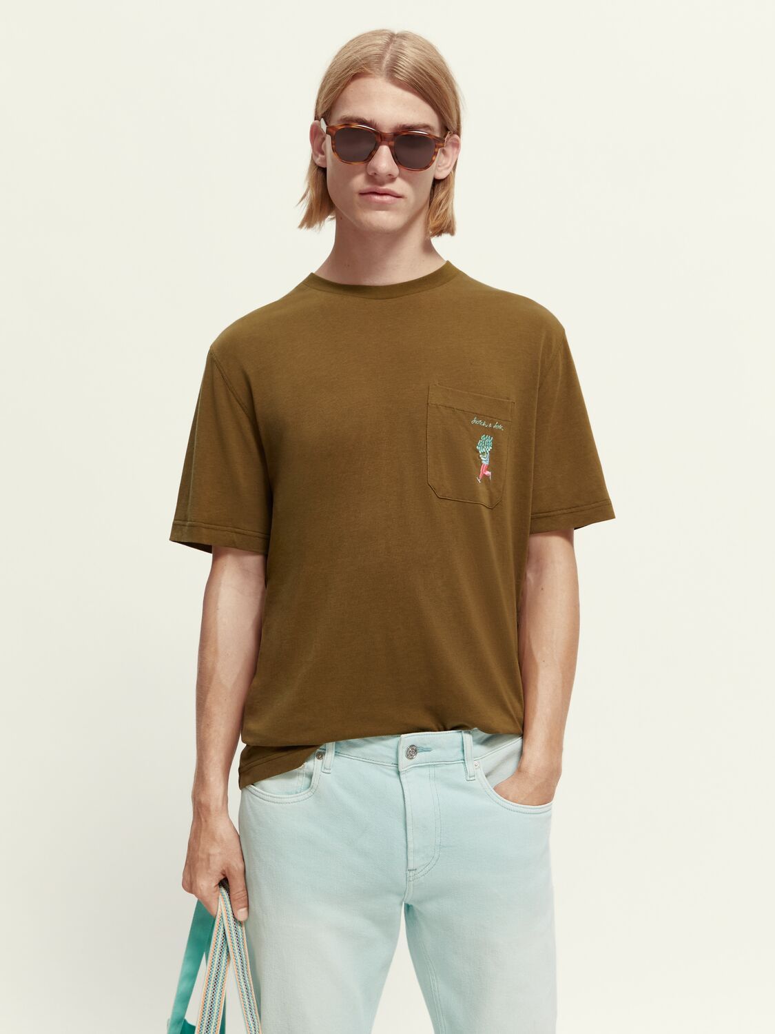 Embroidered Chest Pocket T-Shirt sold by Plenty